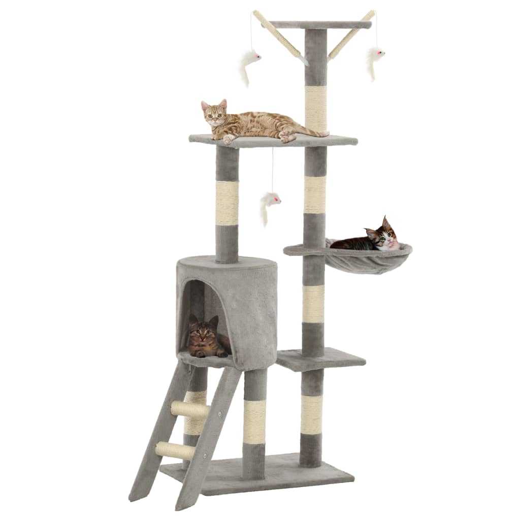 Vidaxl cat scratching post with sisal scratching posts 138 cm gray-0